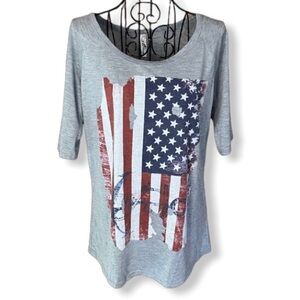 Fair Oaks Scoop Neck Flag Anchor T-shirt Gray Size Medium